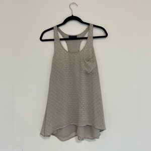 Martin + Osa Grey Silk Polka Dot Tank Top